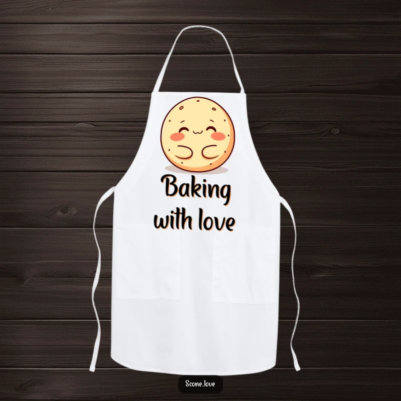 Funny melting donut apron, a content baked good melting in a warm embrace, perfect for a fun and cozy baking session.