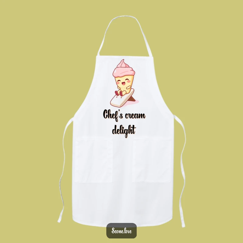 Funny Scone Whipped Cream Slide Apron: Baking Fun Funny Gift