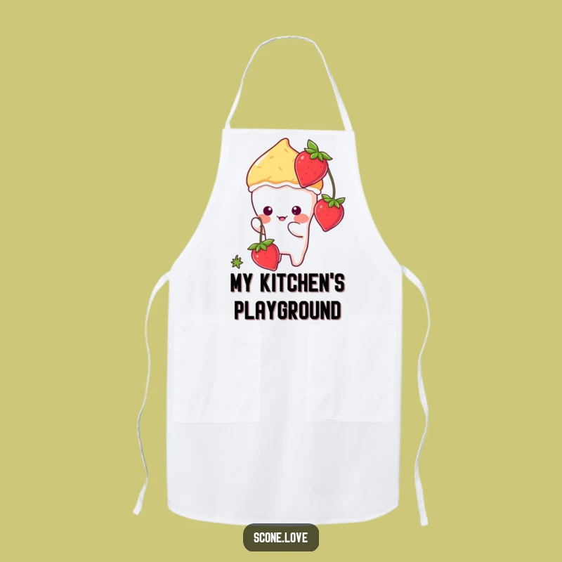 Funny Kawaii Scone Batting Strawberry Apron - Cute Kitchen Scone Gift