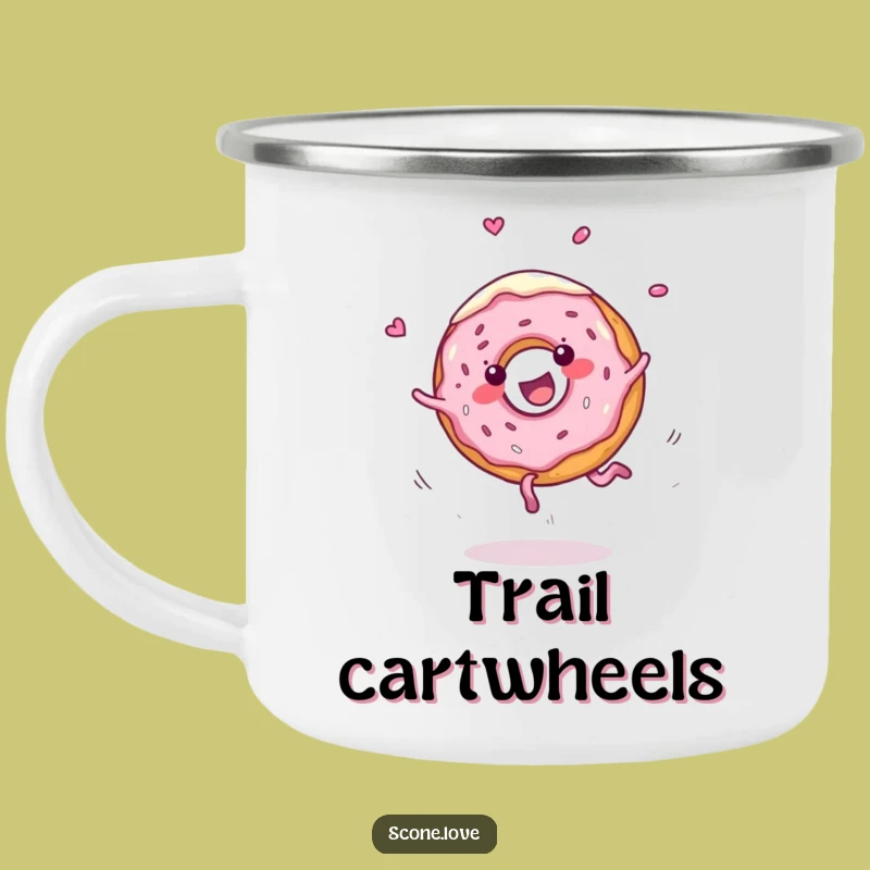 Funny Enamel Mug: Donut Cartwheel, Frosting Camp Fun Gift