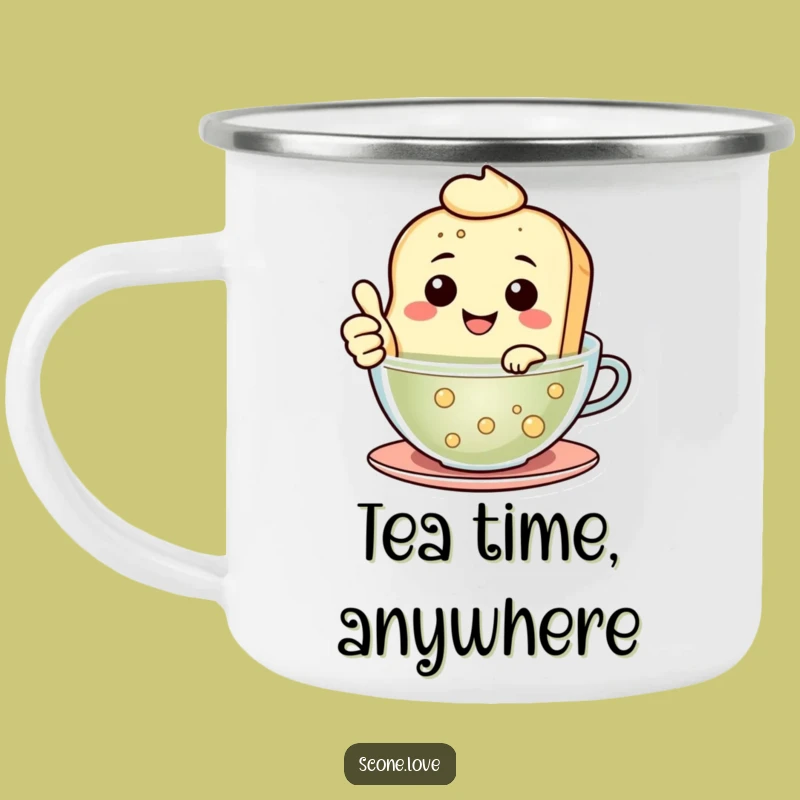 Funny Floating Scone Camping Mug - Happy Tea Drinker Adventure Gift