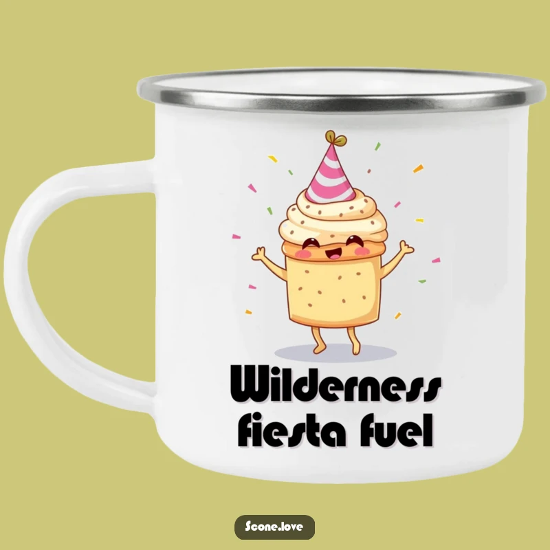 Funny Scone Party Hat Dancing Camping Mug: Adventure Fuel with Hilarious Style