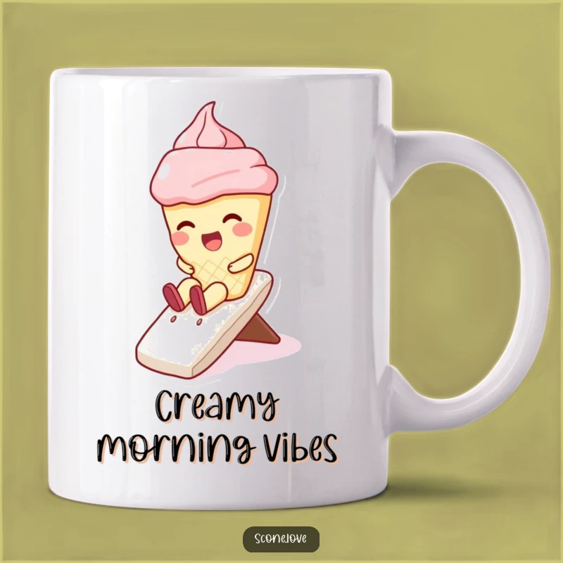 Funny Kawaii Scone Whipped Cream Slide Mug: Giggling Treat Funny Gift