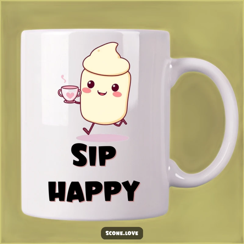 Funny Kawaii Scone Skipping Mug - Joyful Tea Lover Gift, Perfect Cup