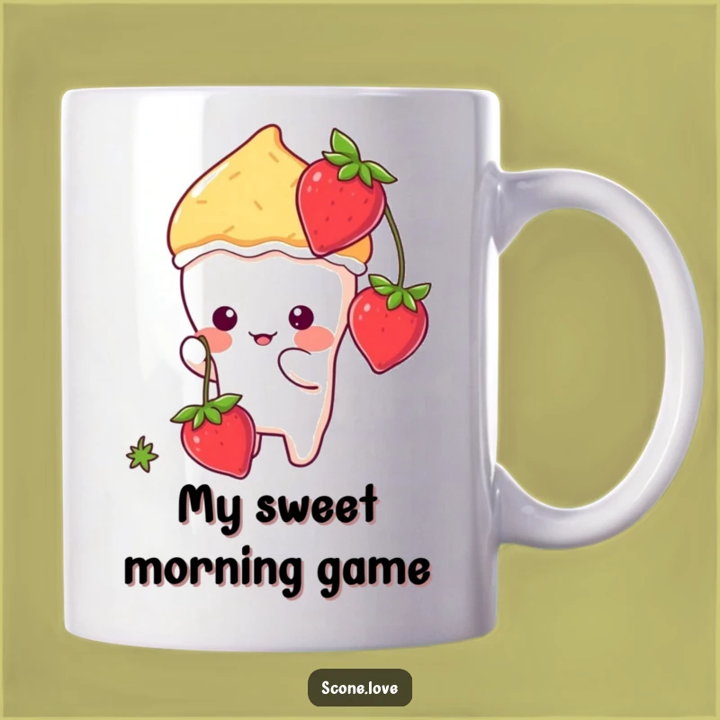 Funny Kawaii Scone Batting Strawberry Mug - Adorable Cute Scone Gift Idea