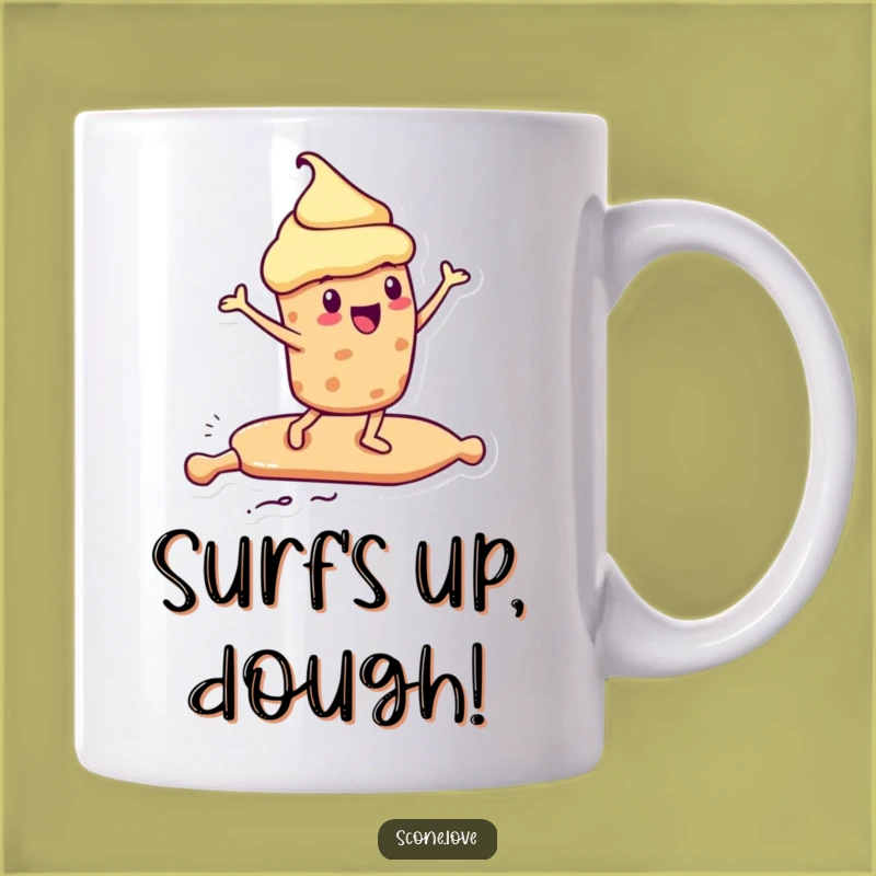 Funny Kawaii Scone Surfer Mug - Rolling Pin Ride Gift, Perfect Cup!