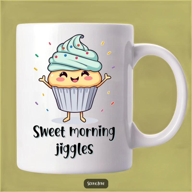 Funny Cupcake Dance Mug: Smiling Treat, Sprinkle Joyful Gift