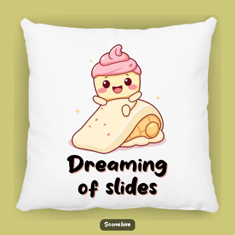 Funny Kawaii Scone Frosting Slide Pillow - Cozy Humorous Treat Accent