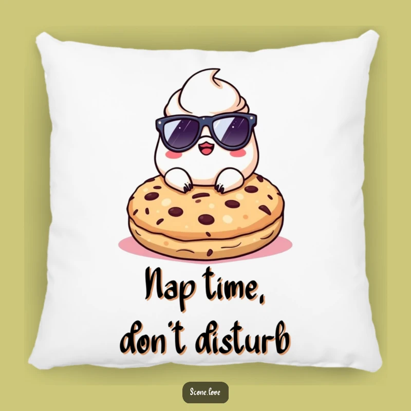Funny Kawaii Scone Sunglasses Pillow - Cozy Humorous Treat Accent