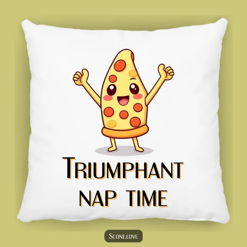 Funny Pizza Pillow: Cheesy Comfort with a Triumphant Pose