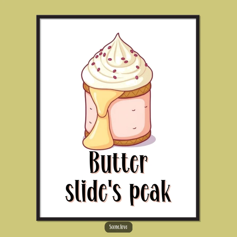 Funny Scone Butter Slide Digital Art - Hilarious Baking Decor, Instant Funny Gift