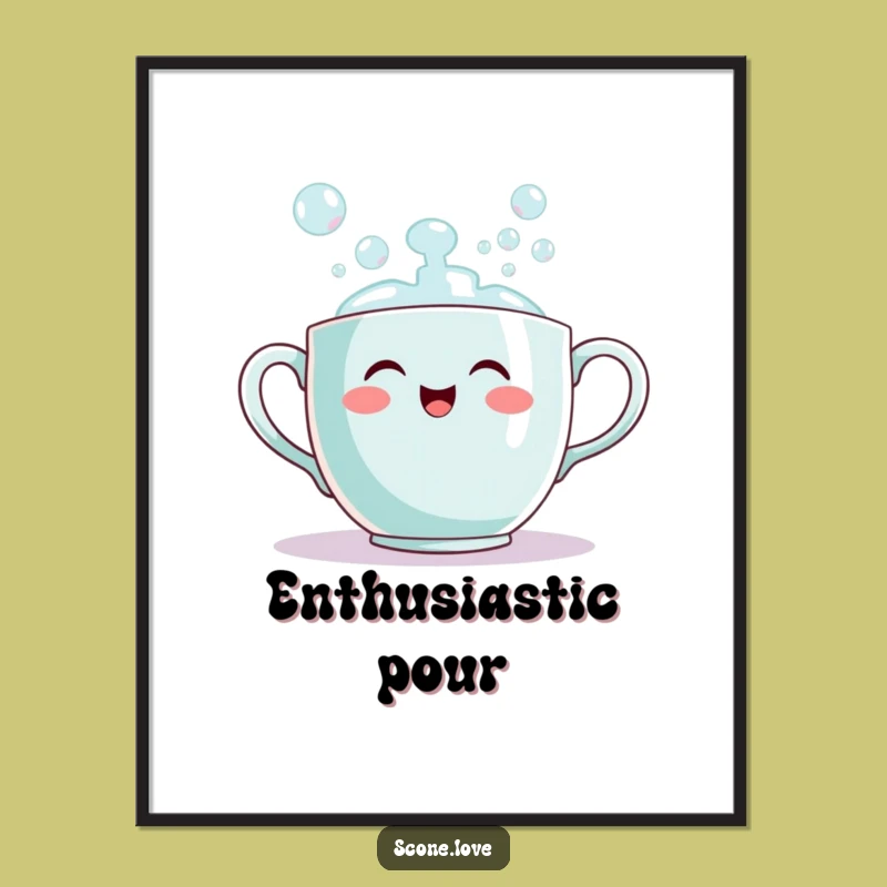 Funny Teacup Bubble Digital Art: Printable Cheerful Decor, Gift Idea