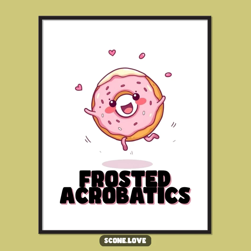 Funny Digital Art: Donut Cartwheel, Frosting Flying Print Gift