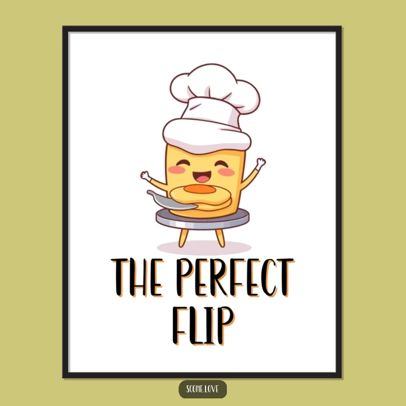 Funny Chef Scone Digital Art: Joyful Pancake Art Print Gift
