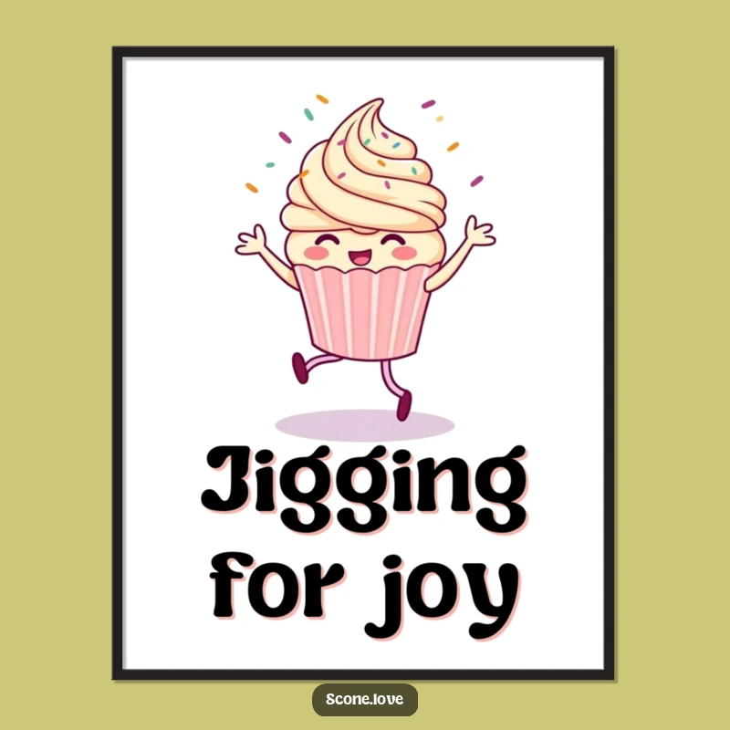Funny Cupcake Jig Digital Art: Printable Sprinkle Flying Joy, Instant Funny Gift!