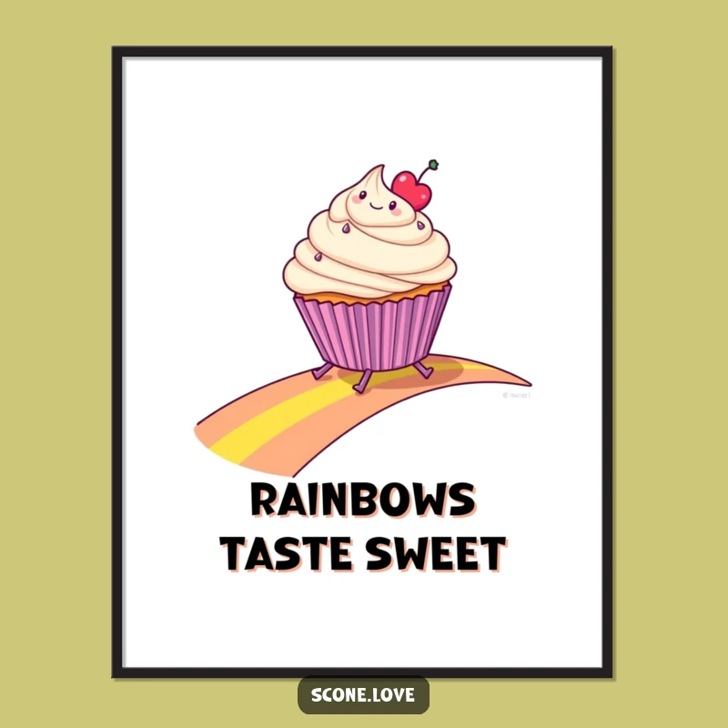 Funny Cupcake Rainbow Slide Wall Art - Instant Hilarious Digital Download