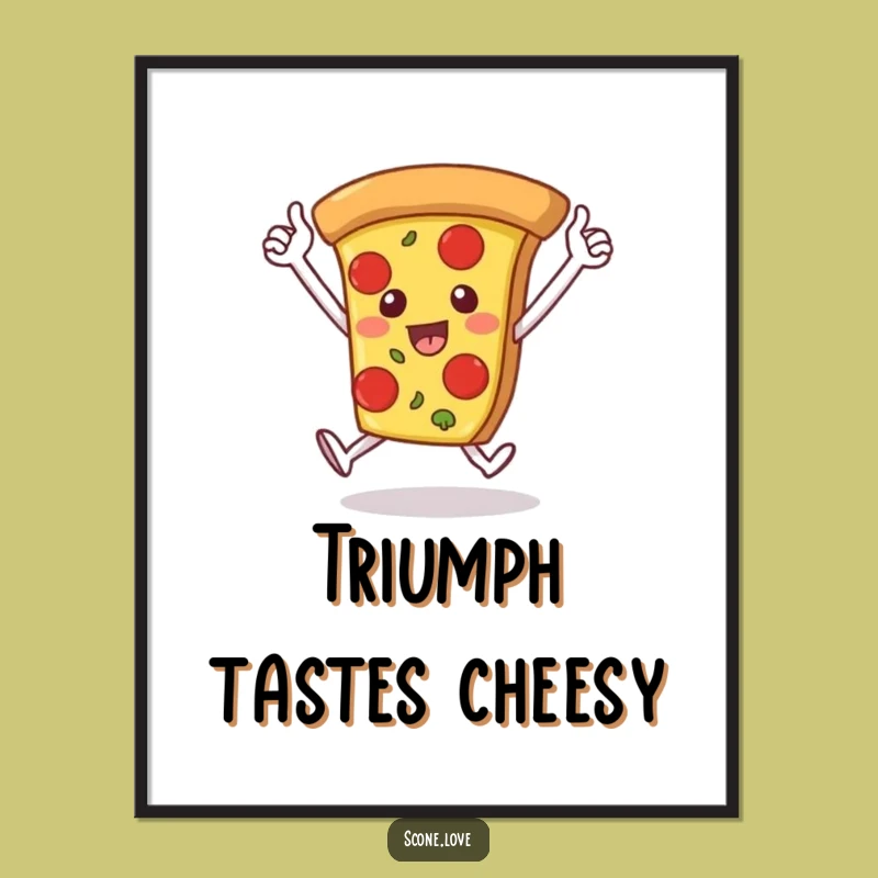 Funny Digital Art: Pizza Slice Victory Lap, Celebration Print