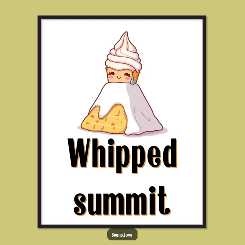 Funny Scone Cream Climb Digital Art - Motivational Baking Decor, Instant Funny Gift