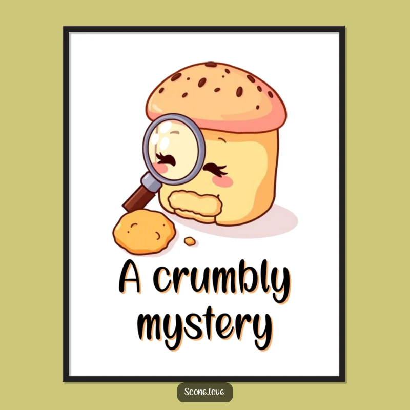 Funny Scone Detective Digital Art: Instant Crumb Investigator Download, Unique Funny Gift