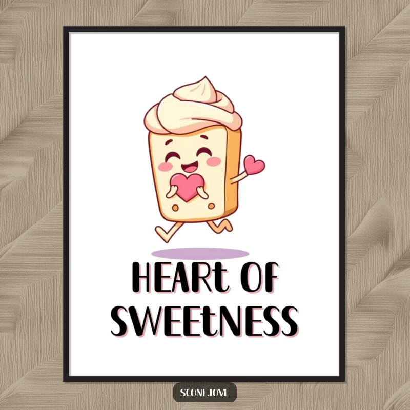 Funny Scone Love Digital Art: Downloadable art of a joyful scone with a heart, perfect for sweet digital spaces.