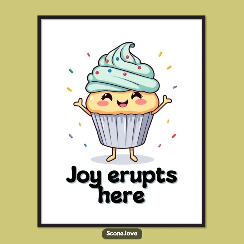 Funny Digital Art: Cupcake Dancing, Sprinkle Shower Print Gift