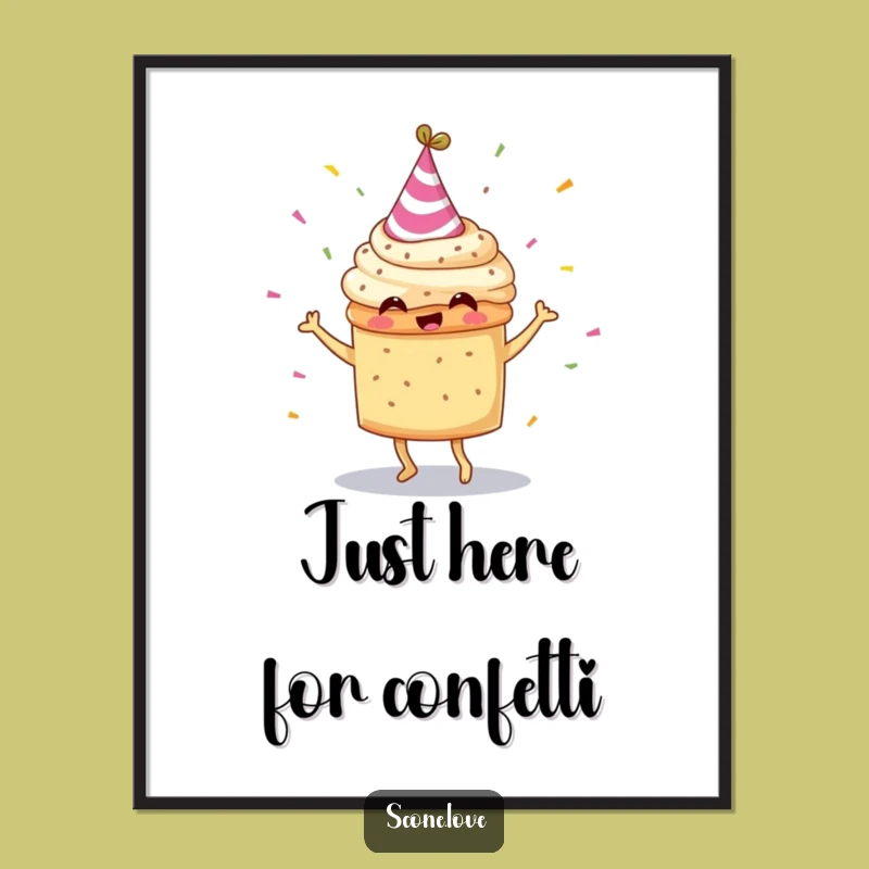 Funny Scone Party Hat Dancing Digital Art: Instant Hilarious Celebration Decor