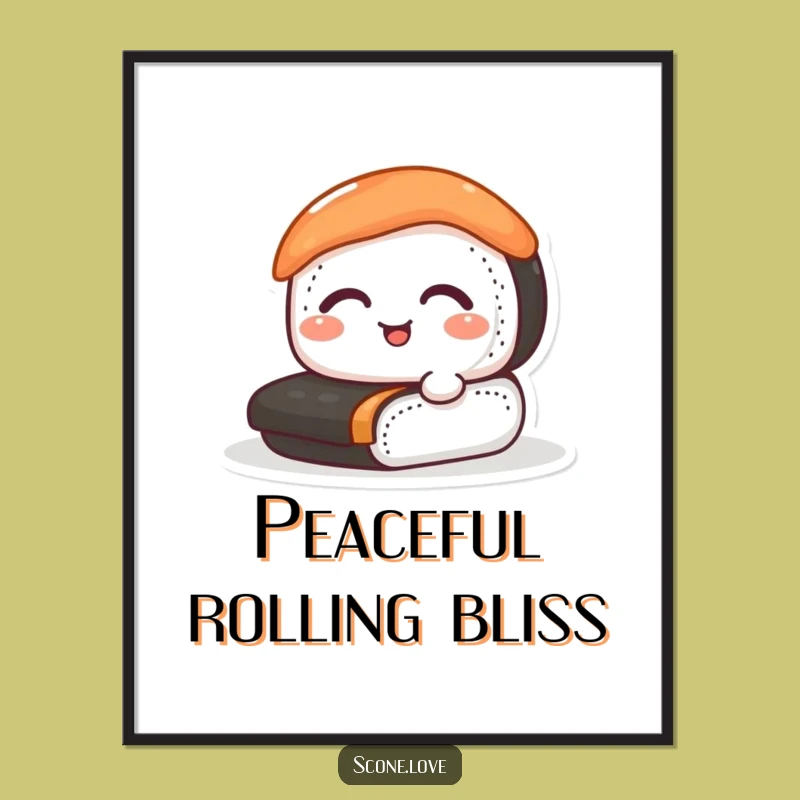 Funny Sushi Digital Art: Happy Rolling Print for Instant Joy