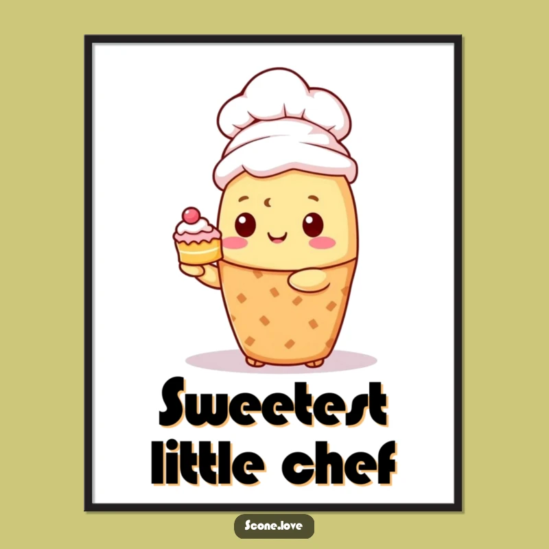 Printable Funny Kawaii Scone Chef Art: Instant Kitchen Decor, A Whimsical Gift
