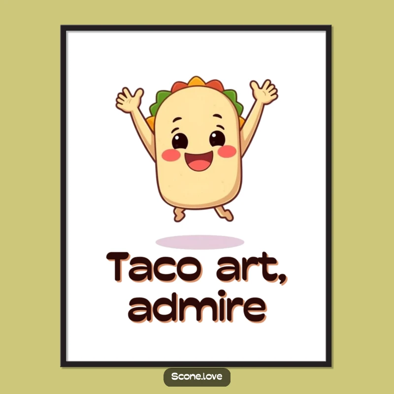 Funny Jumping Taco Digital Art: Instant Fiesta, Delightful Funny Gift for Walls!
