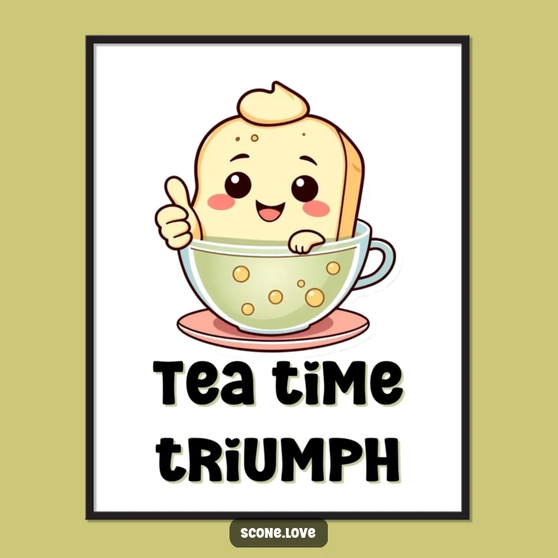 Funny Floating Scone Digital Print - Happy Tea Time Art, Funny Gift