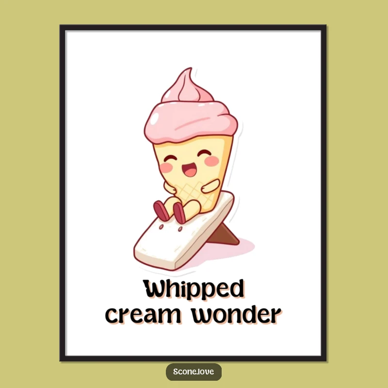 Funny Scone Whipped Cream Slide Digital Art: Instant Fun Funny Gift