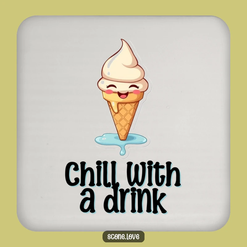 Funny Melting Ice Cream Coaster - Protect Surfaces with Sweet Humor!