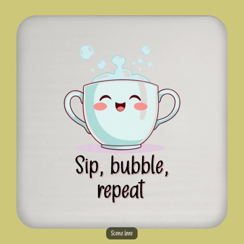 Funny Teacup Bubble Coaster: Protect Surfaces with Cheerful Art