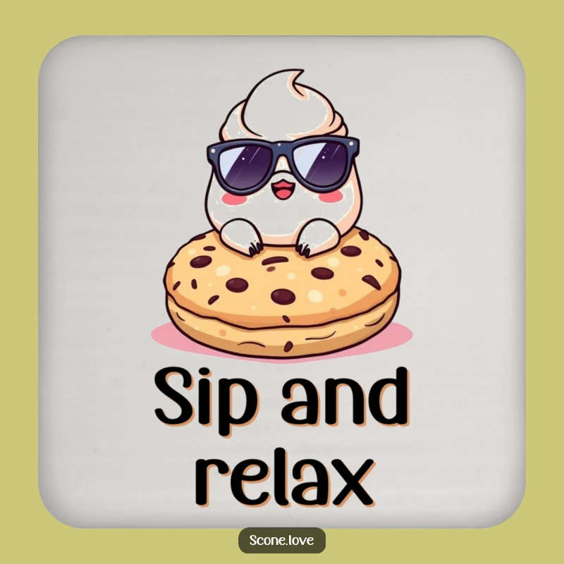 Funny Kawaii Scone Sunglasses Coaster - Humorous Pastry Table Protector