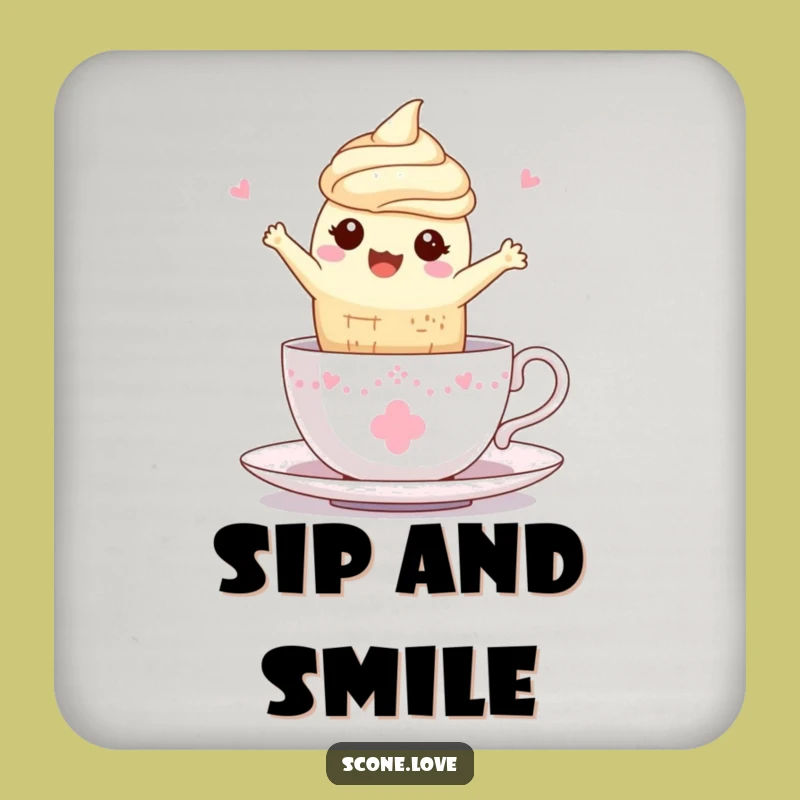 Funny Kawaii Scone Teacup Coaster: Protect Surfaces with Charm, A Cute Gift