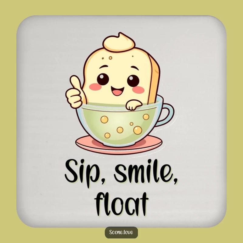 Funny Floating Scone Coaster - Happy Tea Lover Drink Protection, Funny Gift
