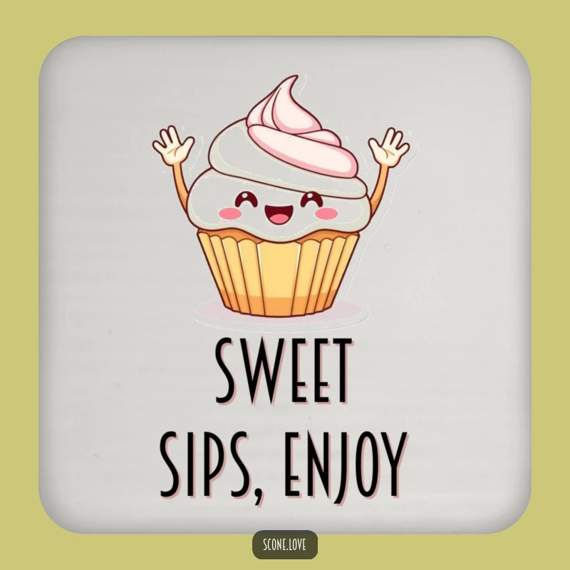 Funny Cheerful Cupcake Coaster Set: Protect Your Table, Adorable Funny Gift for Hosts!