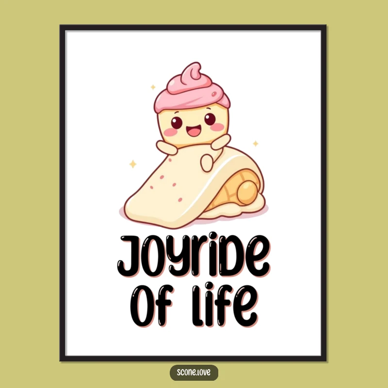 Funny Kawaii Scone Frosting Slide Poster - Cheerful Humorous Baked Goods Art