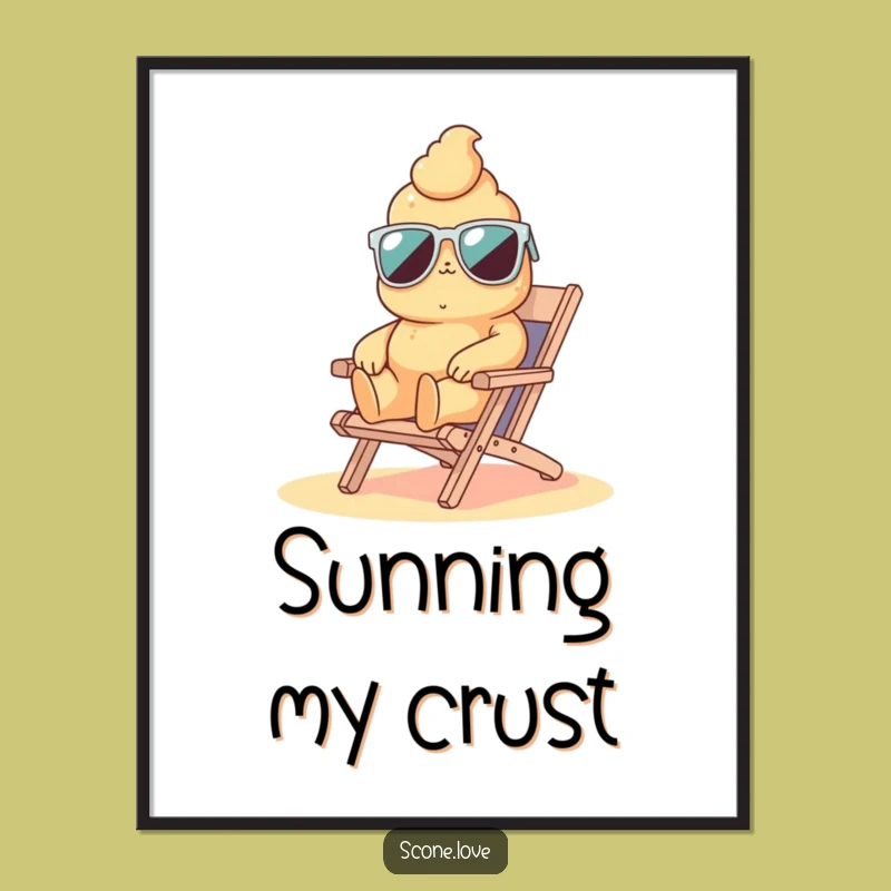 Funny Scone Beach Poster: Hilarious Lounging Pastry Wall Art, Perfect Funny Gift