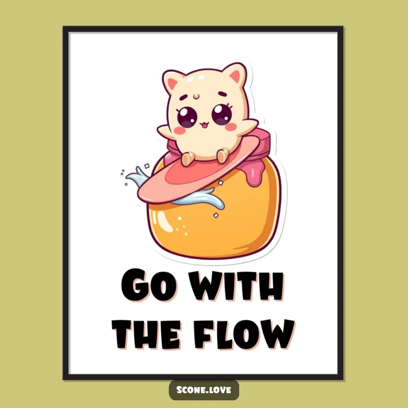 Funny Scone Surfing Jam Poster - Whimsical Breakfast Art