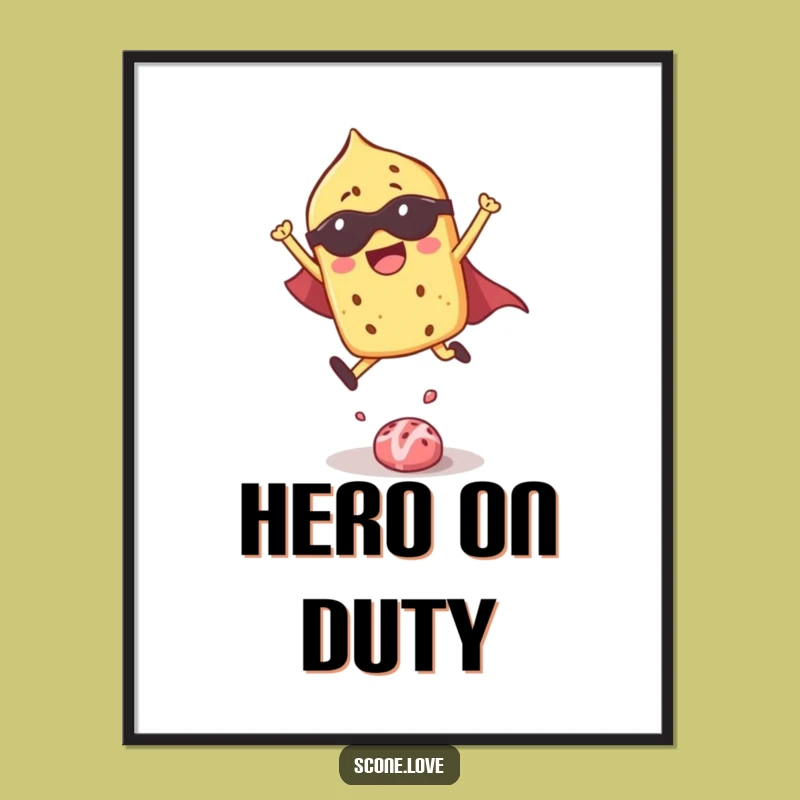 Funny Superhero Scone Poster: A Joyful Leap for Your Wall Art - Funny Gift
