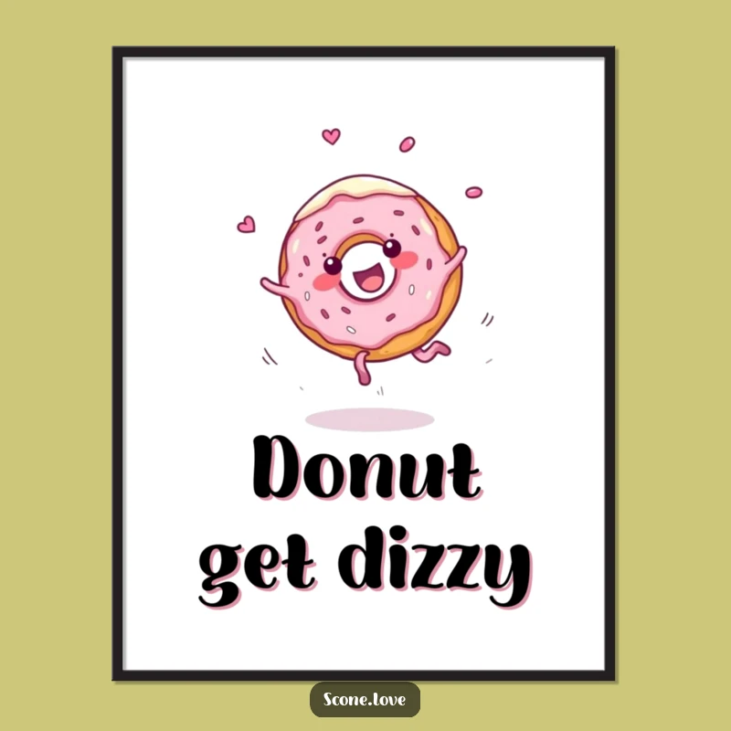 Funny Wall Art: Donut Cartwheel, Frosting Flying, Sweet Poster