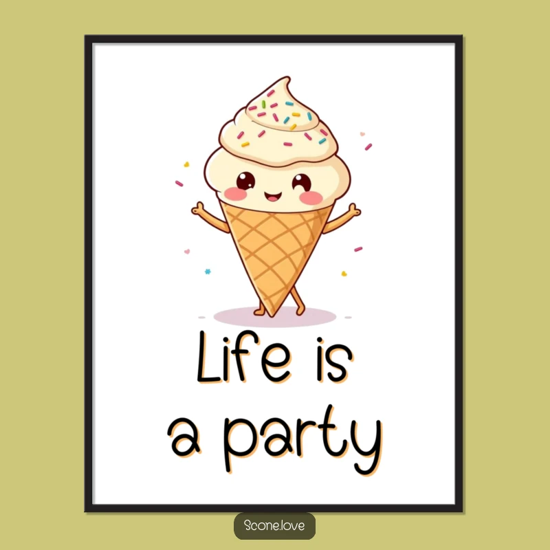 Funny Kawaii Scone Dancing Poster: Vibrant Art, A Cheerful Scone Decor Gift