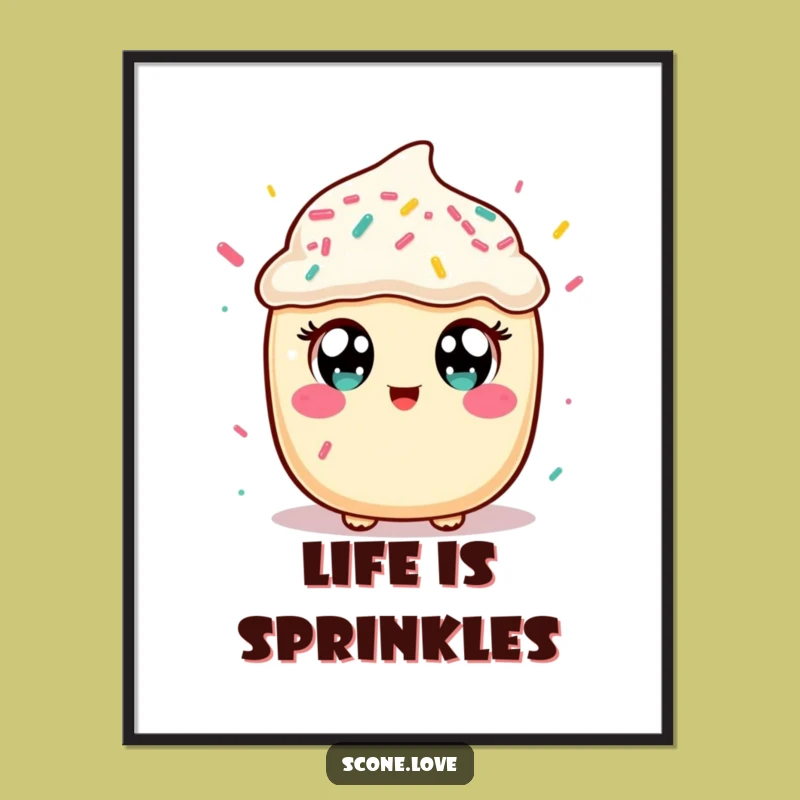 Funny Kawaii Scone Sprinkle Catcher Poster: Whimsical Wall Art Funny Gift