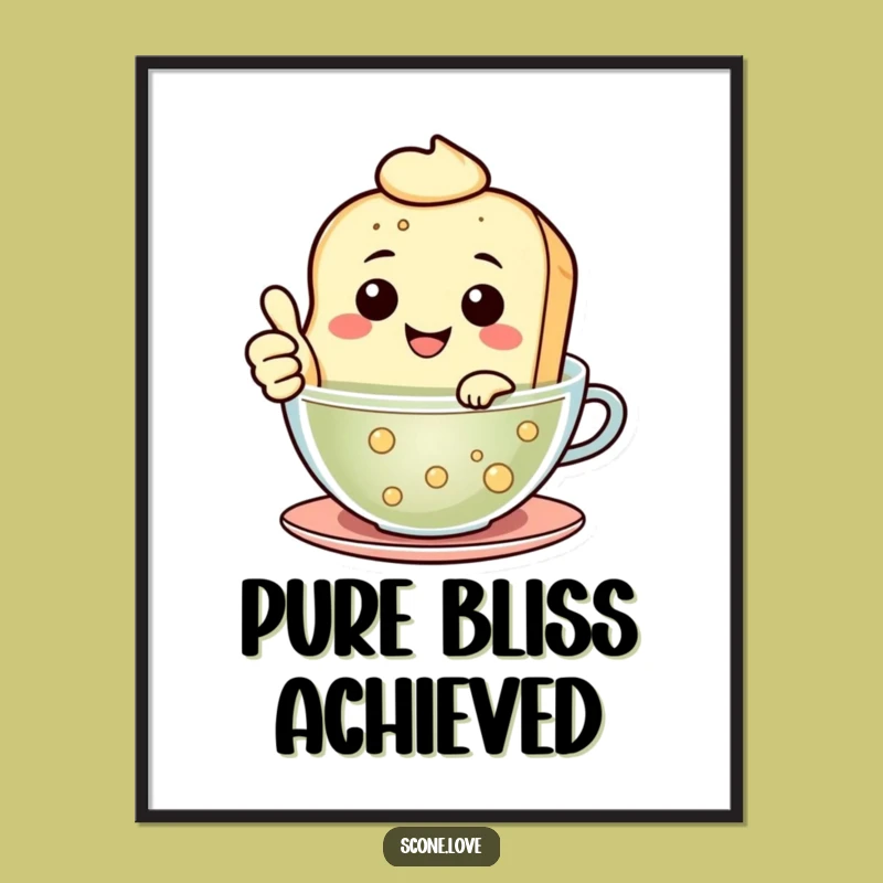 Funny Floating Scone Poster - Happy Tea Time Art, Perfect Funny Gift