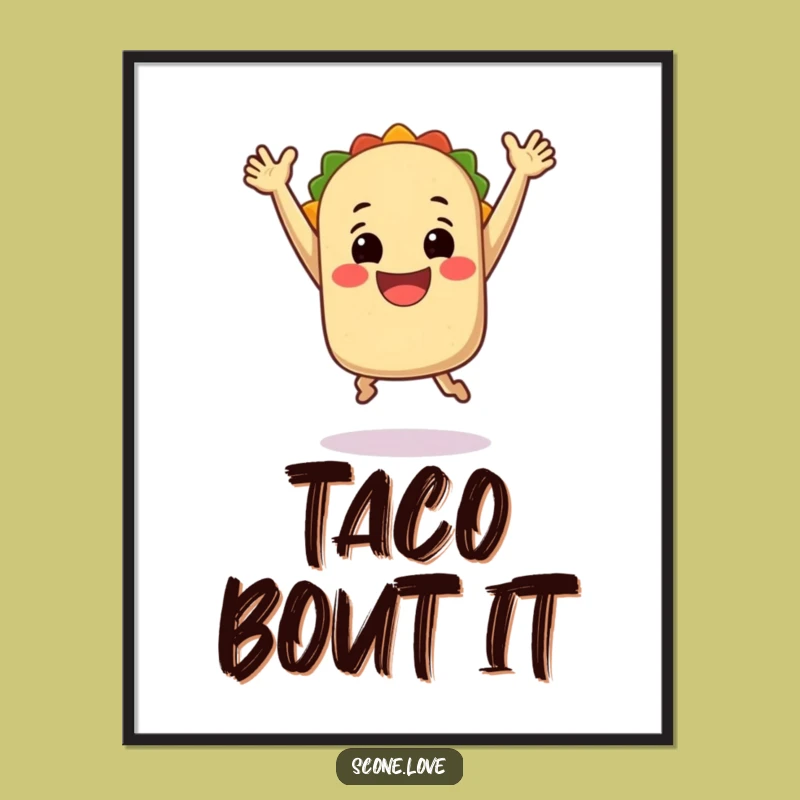 Funny Jumping Taco Poster: Fiesta Wall Art, Delightful Funny Gift for Kitchen Decor!