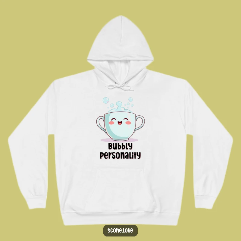 Funny Teacup Bubble Hoodie: Cozy Smiling Cup Sweatshirt for Cheer