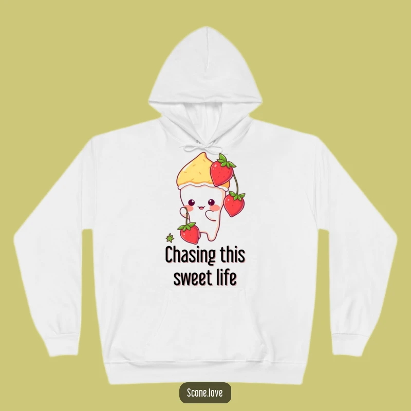 Warm & Funny Kawaii Scone Batting Strawberry Hoodie - Cozy Cute Scone Gift