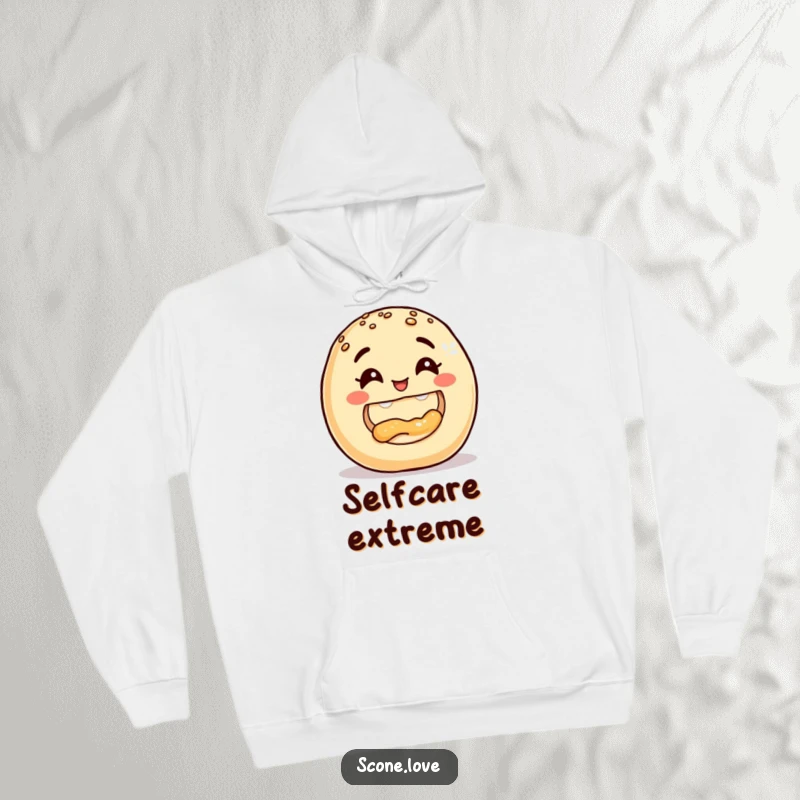 Funny Donut Hoodie, depicting a smiling baked good's triumphant bite into another, offering cozy warmth and hilarious pastry-themed fun.