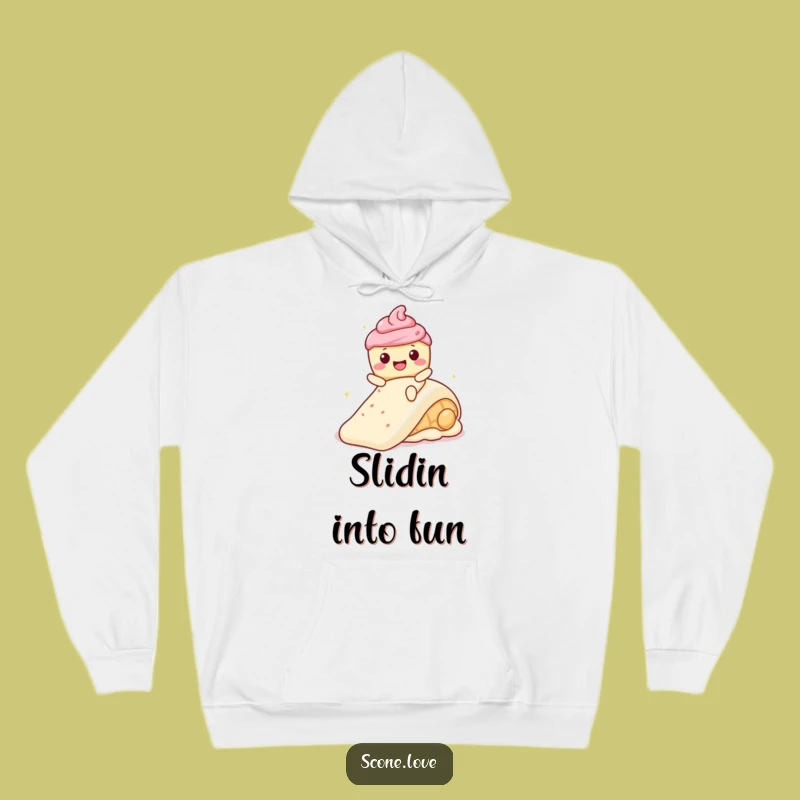 Cozy Funny Kawaii Scone Frosting Slide Hoodie - Warm Humorous Treat Gift